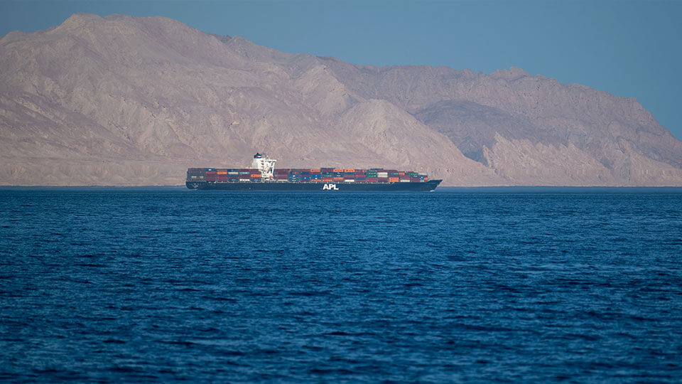 A cargo vessel in the Middle East