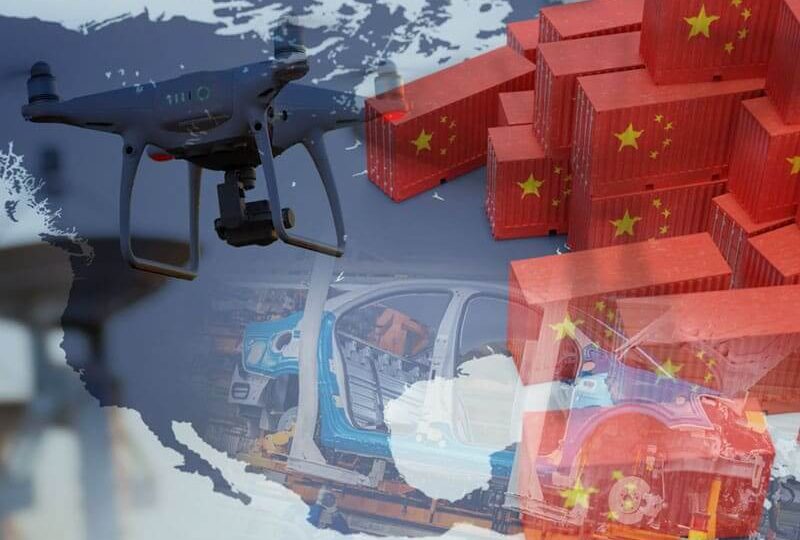 Chinese shipping containers and drone